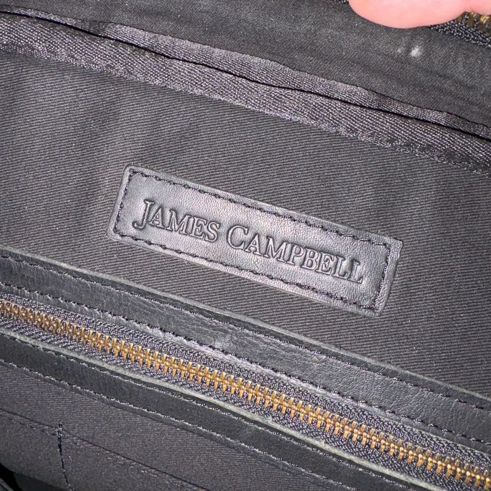 James Campbell Black Leather Laptop Bag